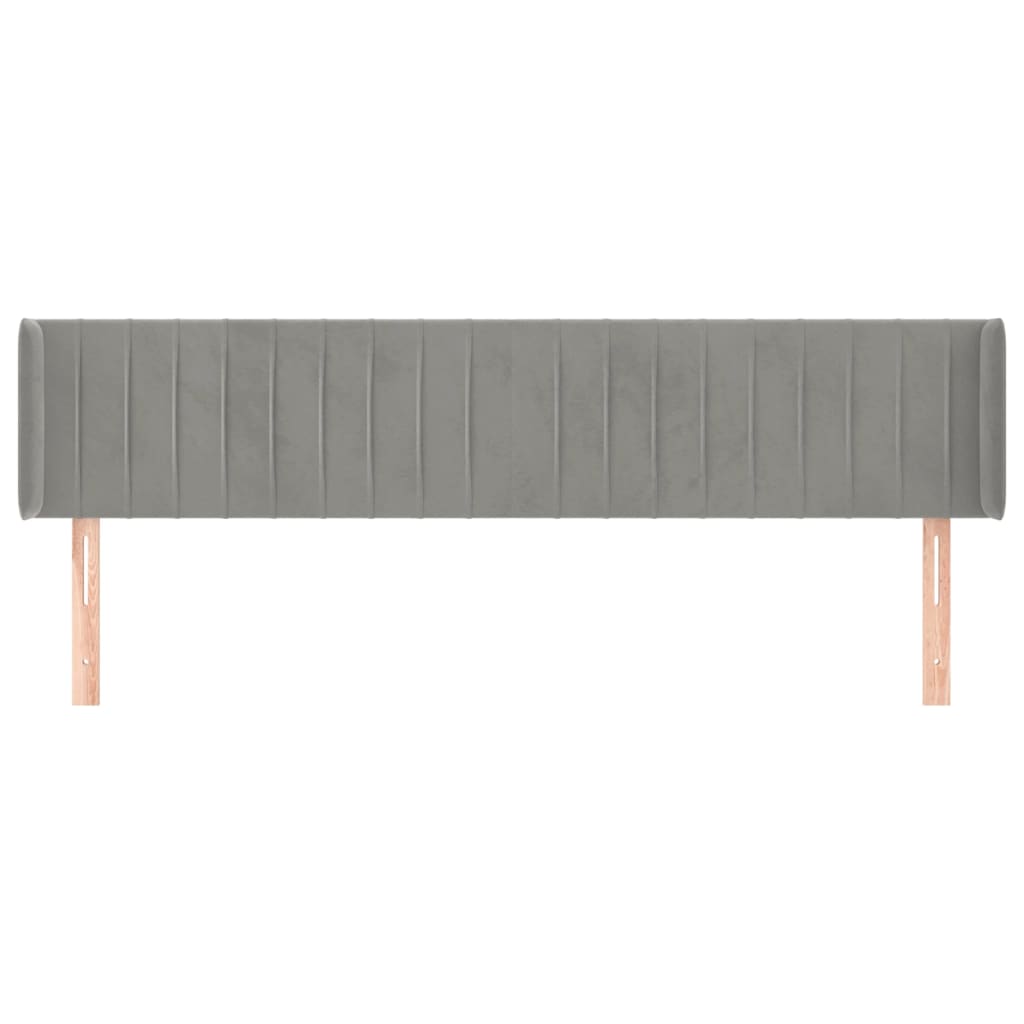 Kopfteil mit Ohren Hellgrau 203x16x78/88 cm Samt