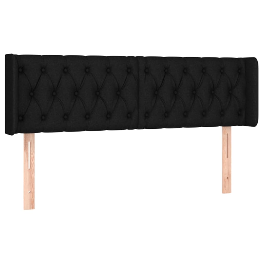 Kopfteil mit Ohren Schwarz 147x16x78/88 cm Stoff