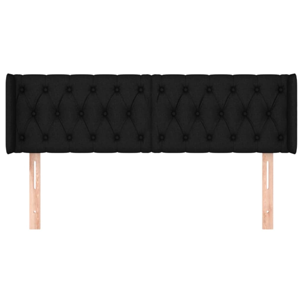 Kopfteil mit Ohren Schwarz 147x16x78/88 cm Stoff