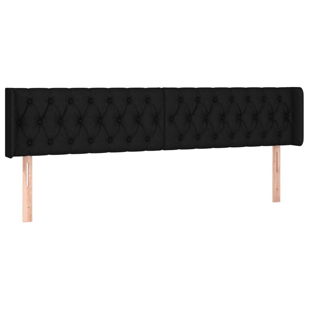 Kopfteil mit Ohren Schwarz 203x16x78/88 cm Stoff