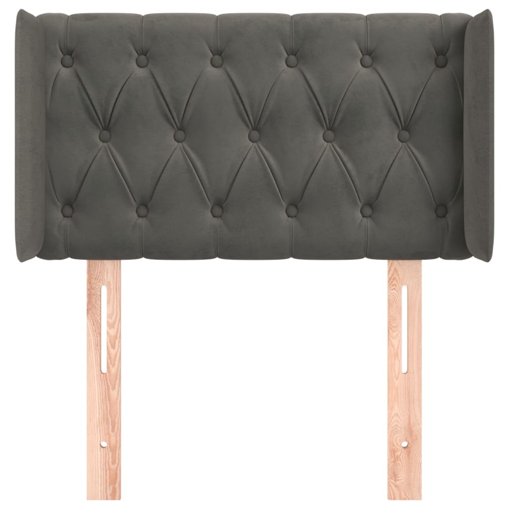 Kopfteil mit Ohren Dunkelgrau 83x16x78/88 cm Samt