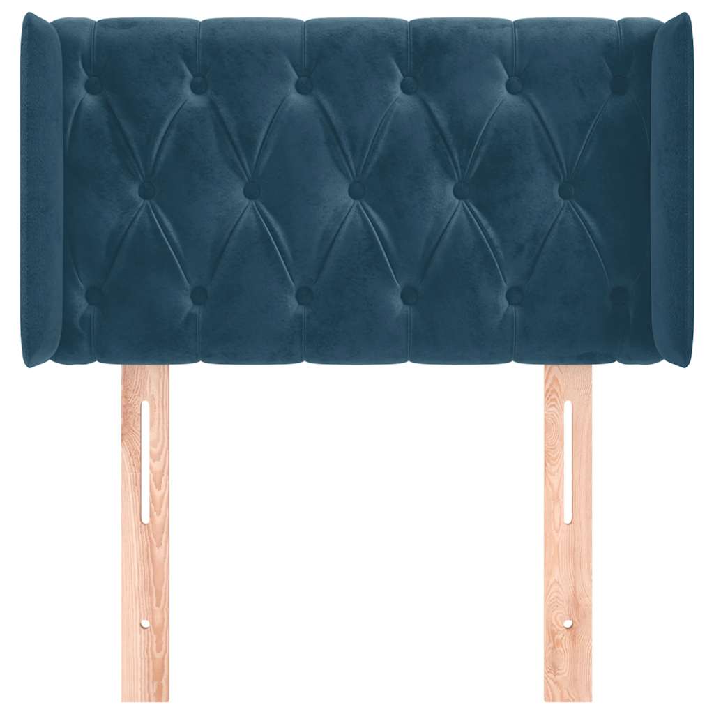 Kopfteil mit Ohren Dunkelblau 83x16x78/88 cm Samt