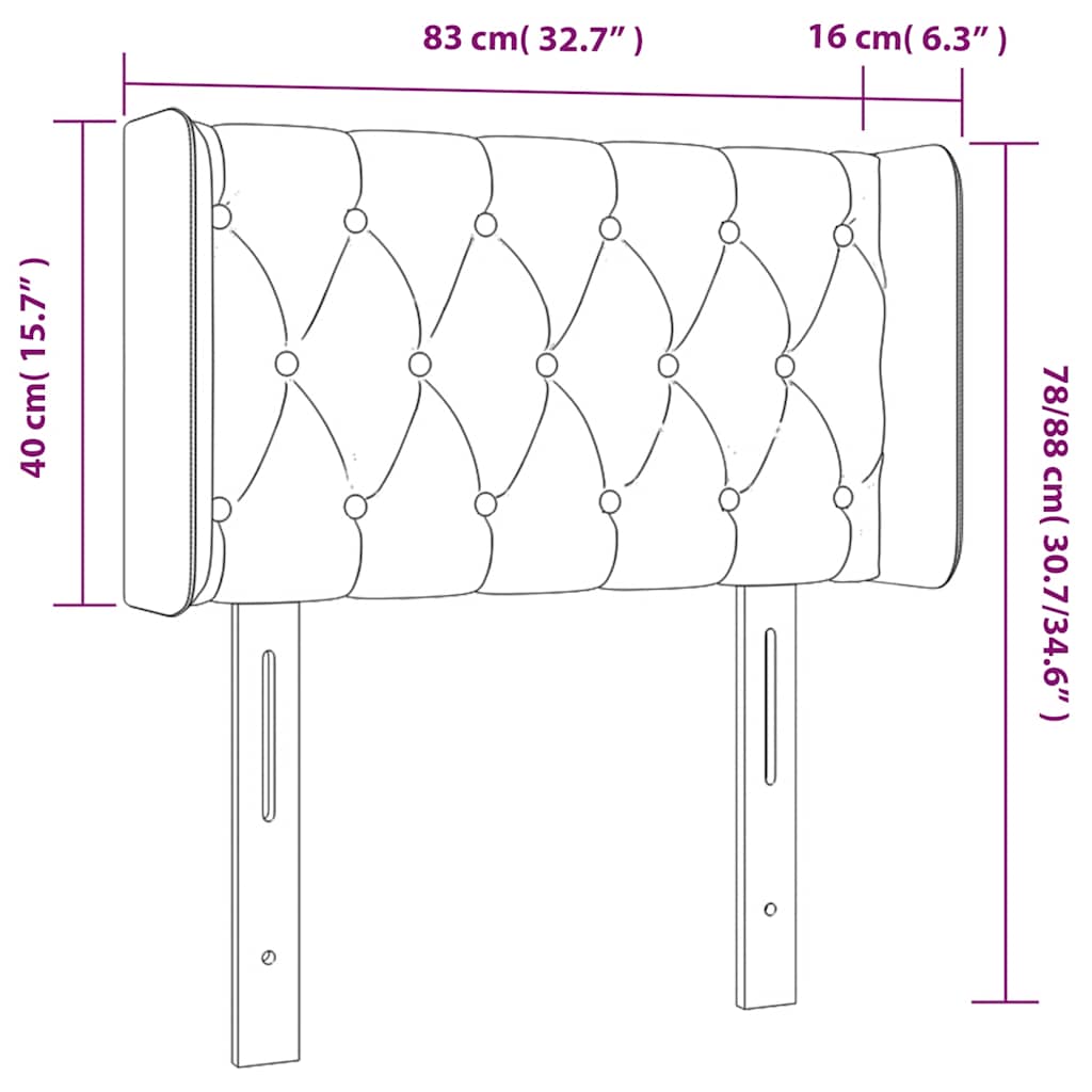 Kopfteil mit Ohren Dunkelblau 83x16x78/88 cm Samt