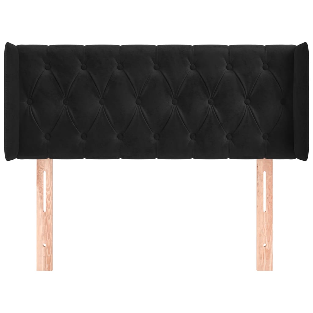 Kopfteil mit Ohren Schwarz 93x16x78/88 cm Samt