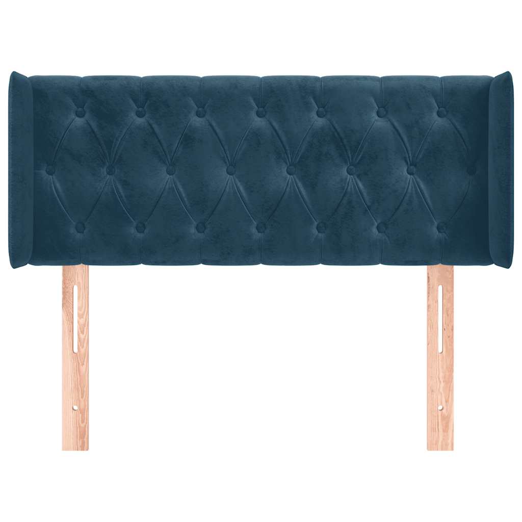 Kopfteil mit Ohren Dunkelblau 103x16x78/88 cm Samt