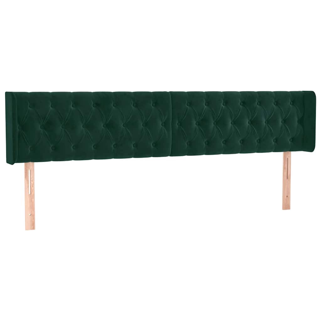 Kopfteil mit Ohren Dunkelgrün 183x16x78/88 cm Samt