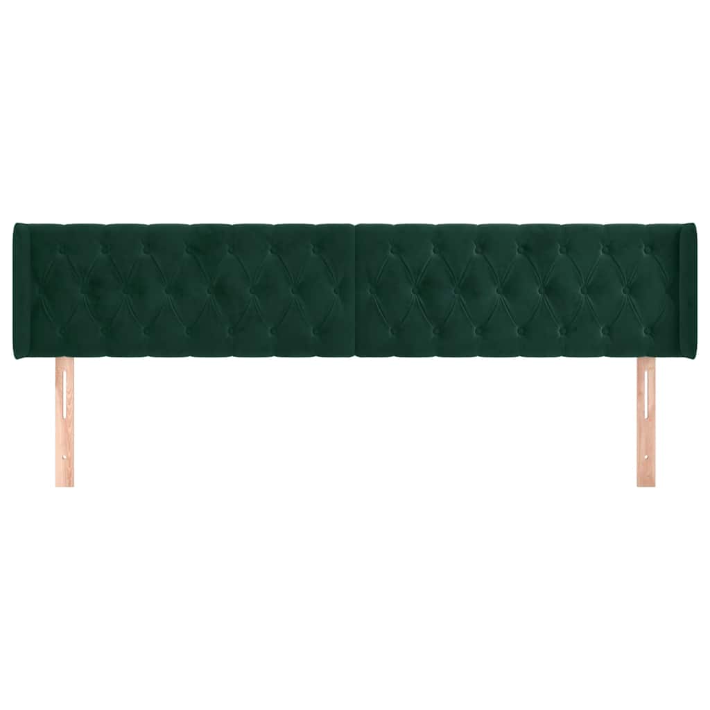 Kopfteil mit Ohren Dunkelgrün 183x16x78/88 cm Samt