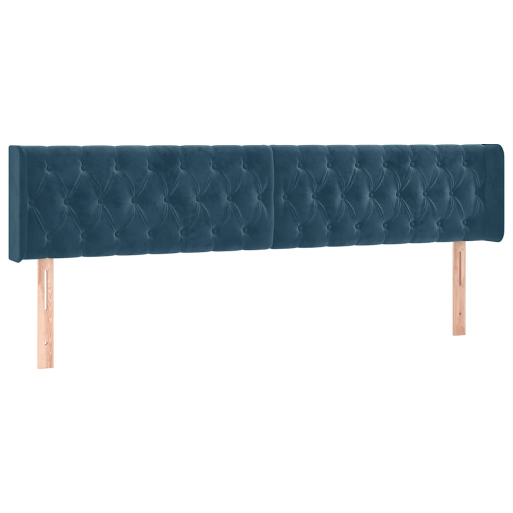 Kopfteil mit Ohren Dunkelblau 203x16x78/88 cm Samt