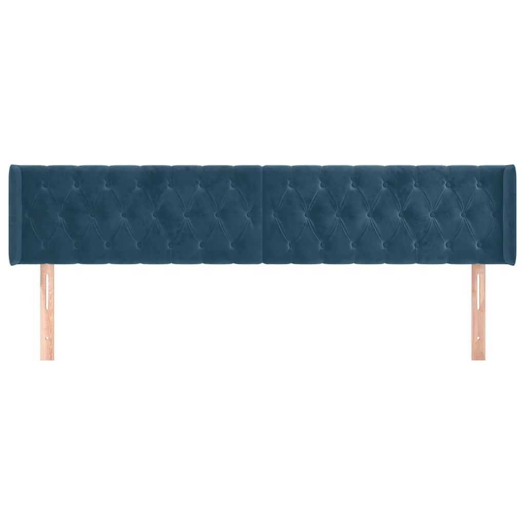 Kopfteil mit Ohren Dunkelblau 203x16x78/88 cm Samt