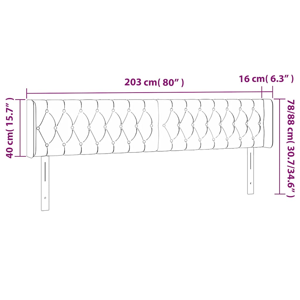 Kopfteil mit Ohren Dunkelblau 203x16x78/88 cm Samt