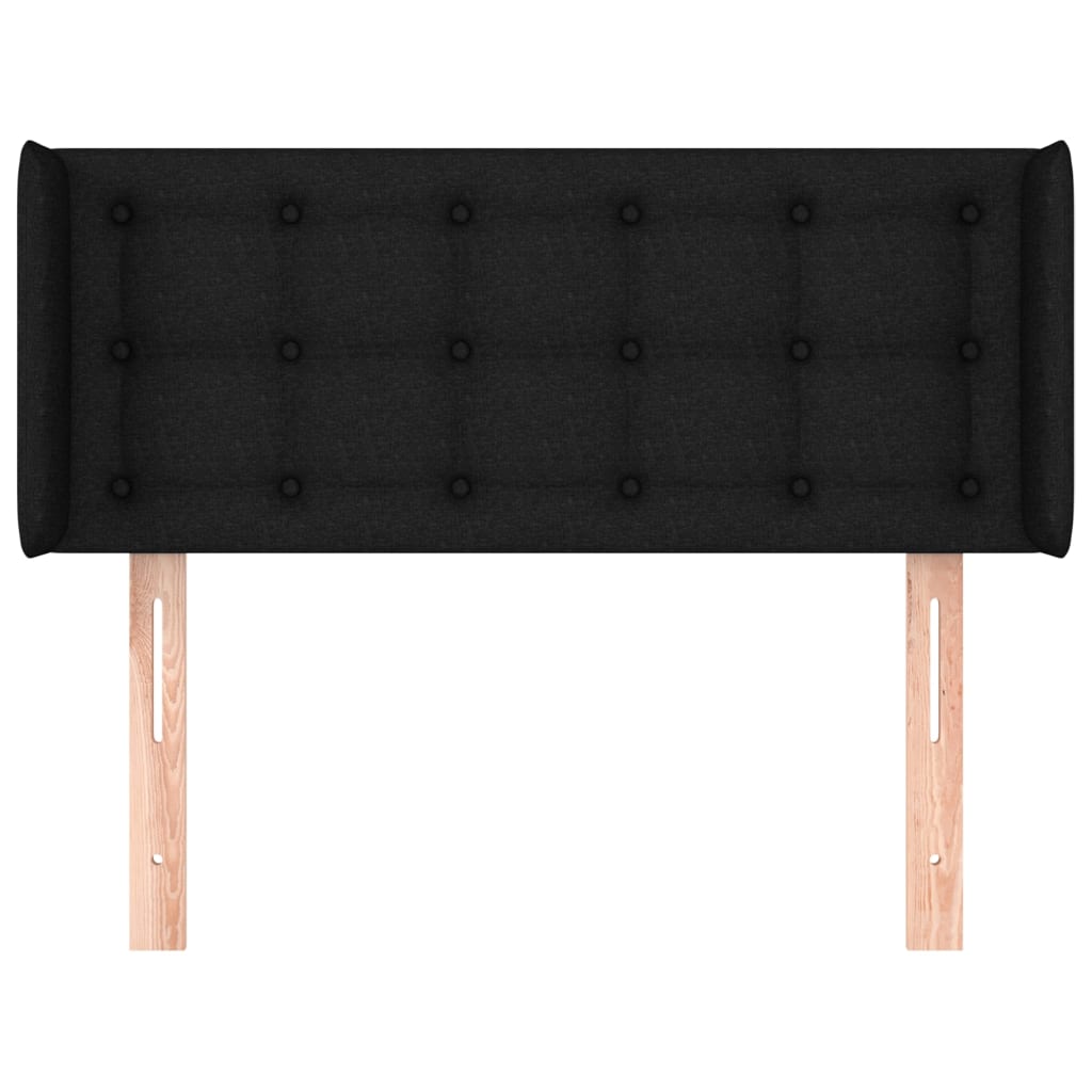 Kopfteil mit Ohren Schwarz 103x16x78/88 cm Stoff