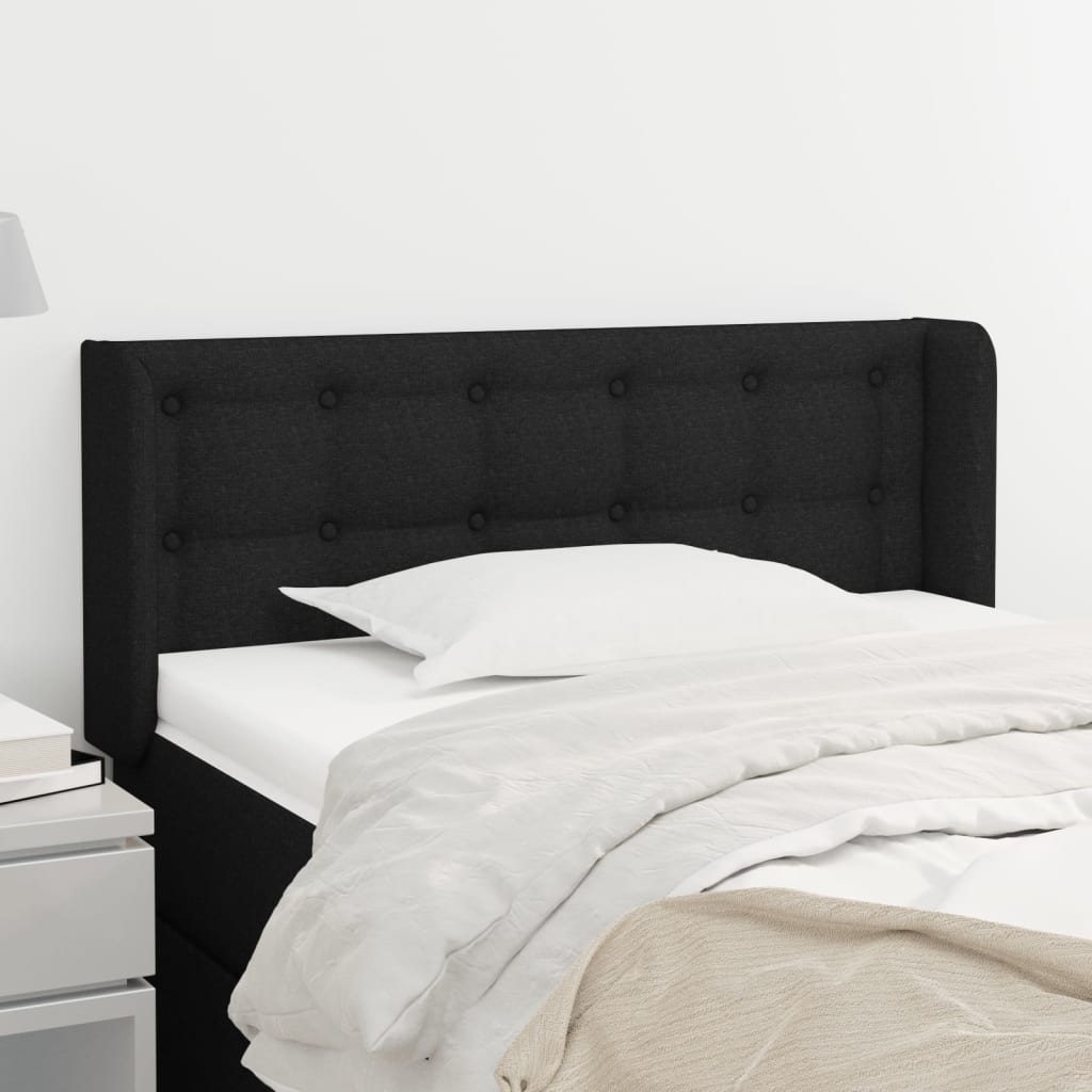 Kopfteil mit Ohren Schwarz 103x16x78/88 cm Stoff