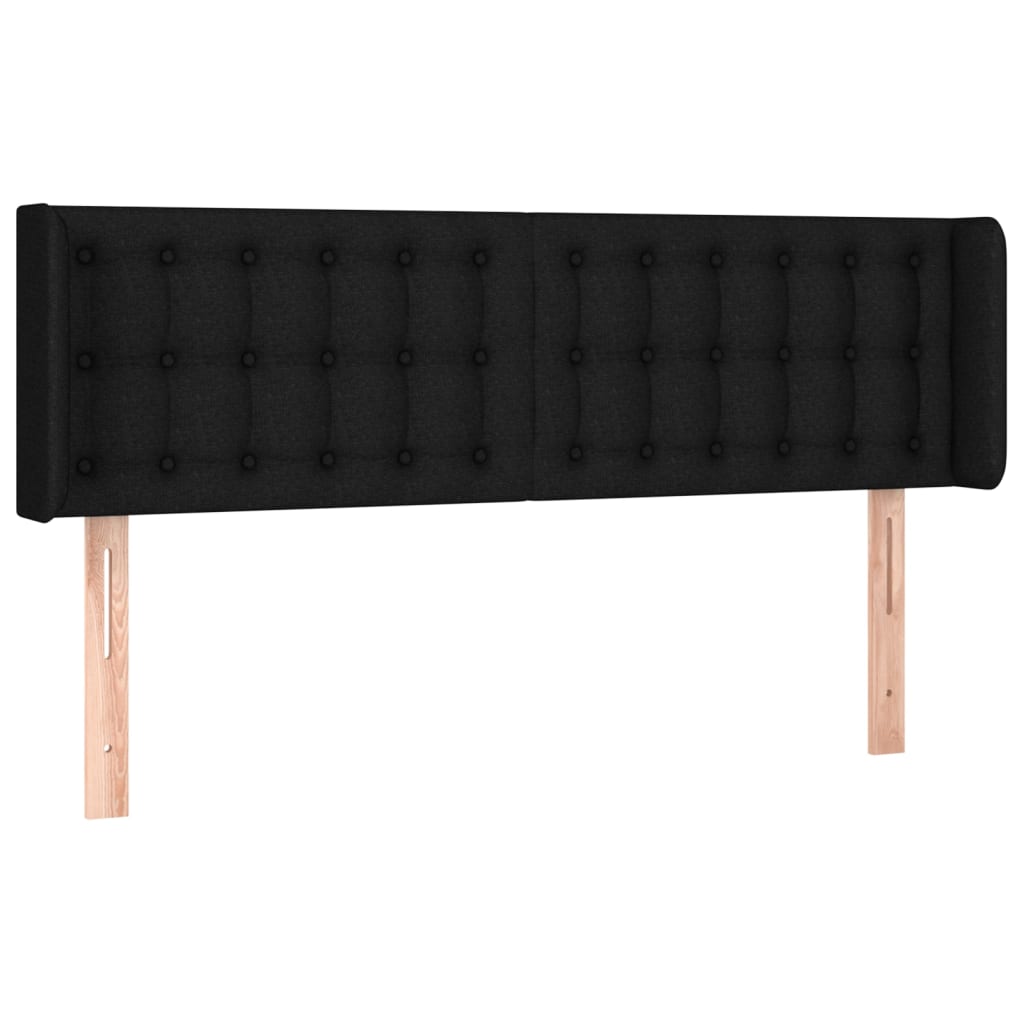 Kopfteil mit Ohren Schwarz 147x16x78/88 cm Stoff