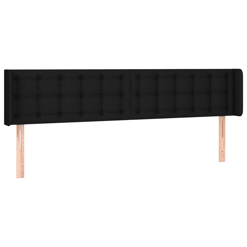 Kopfteil mit Ohren Schwarz 183x16x78/88 cm Stoff