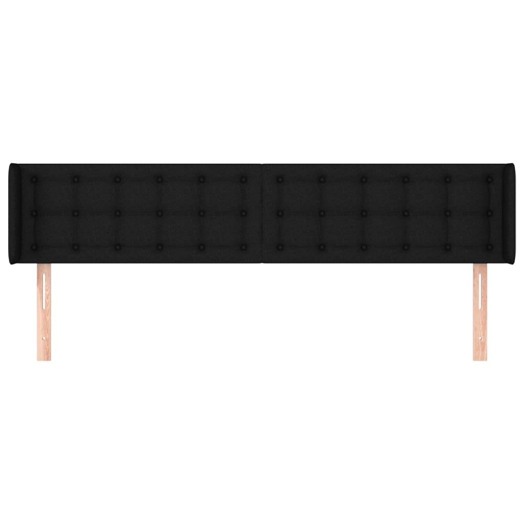 Kopfteil mit Ohren Schwarz 203x16x78/88 cm Stoff