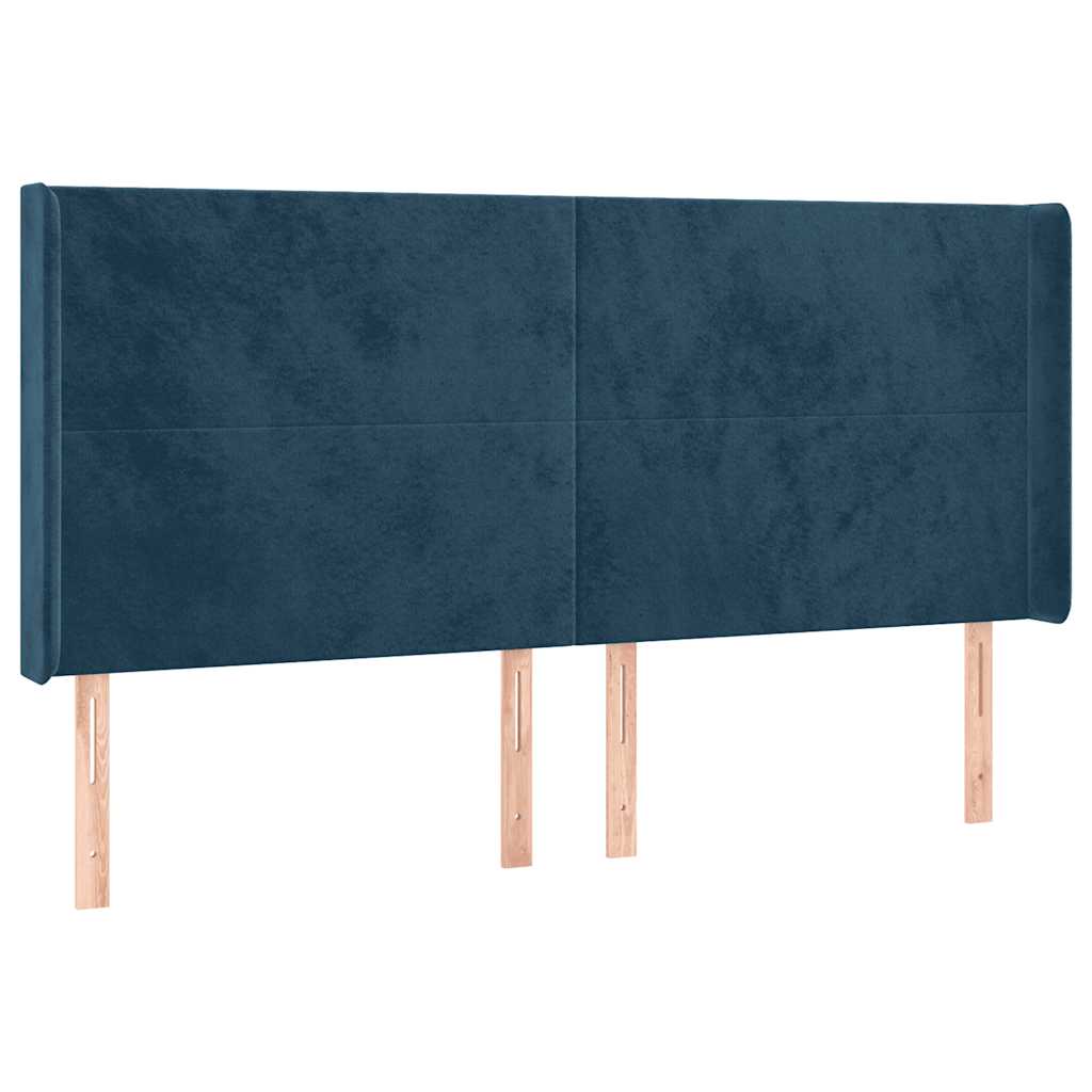 Kopfteil mit Ohren Dunkelblau 103x16x118/128 cm Samt