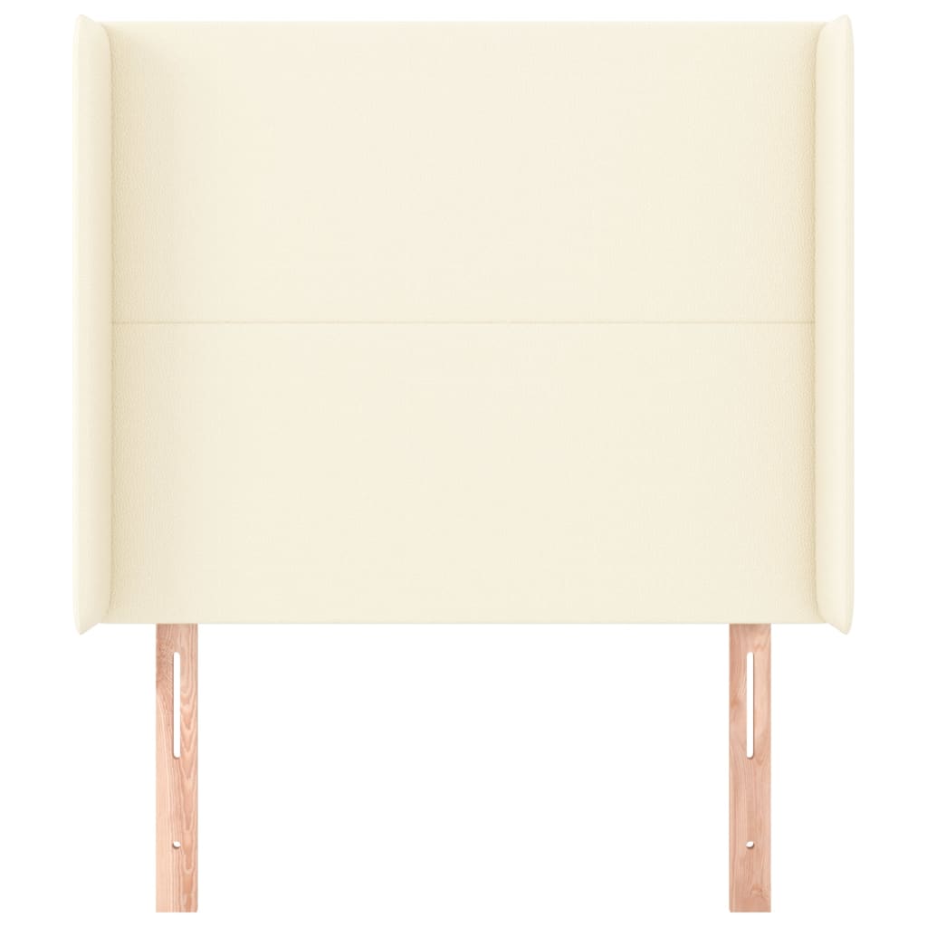 Kopfteil mit Ohren Creme 93x16x118/128 cm Kunstleder