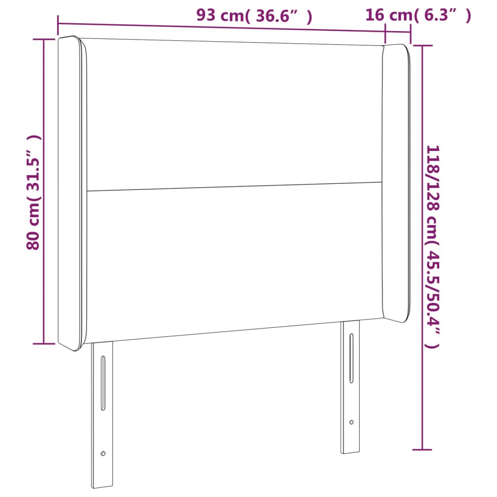 Kopfteil mit Ohren Creme 93x16x118/128 cm Kunstleder