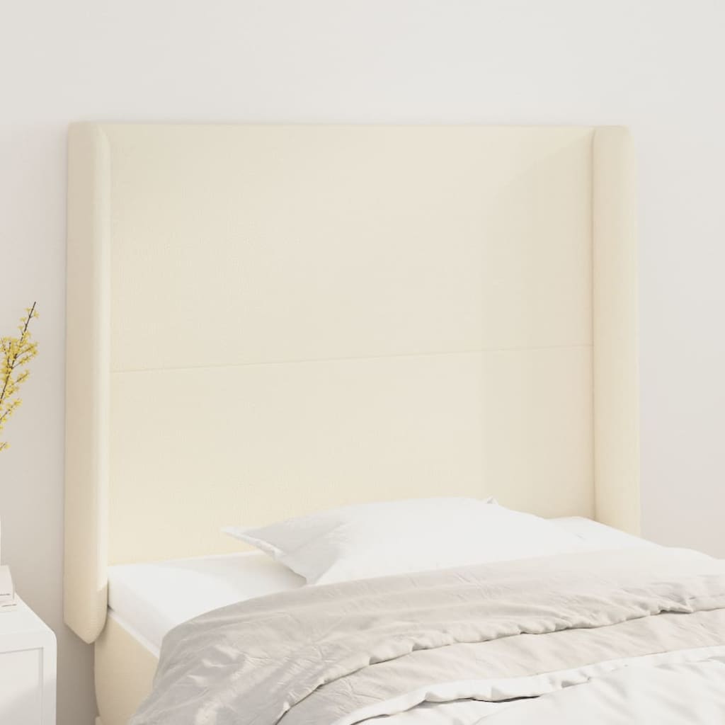 Kopfteil mit Ohren Creme 93x16x118/128 cm Kunstleder