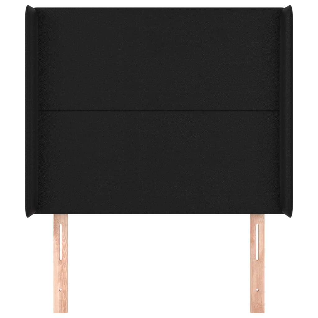 Kopfteil mit Ohren Schwarz 103x16x118/128 cm Kunstleder