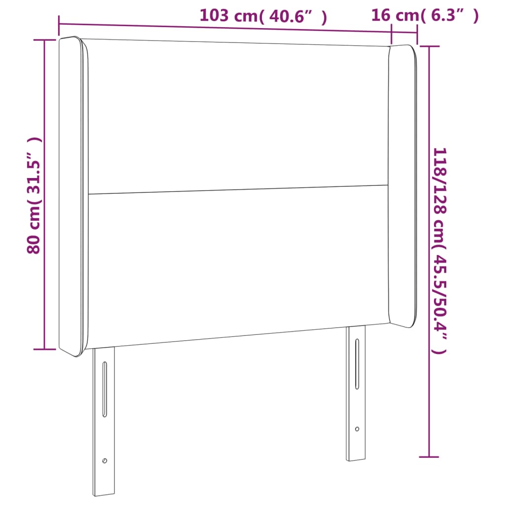 Kopfteil mit Ohren Creme 103x16x118/128 cm Kunstleder