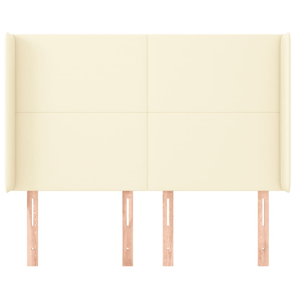 Kopfteil mit Ohren Creme 147x16x118/128 cm Kunstleder