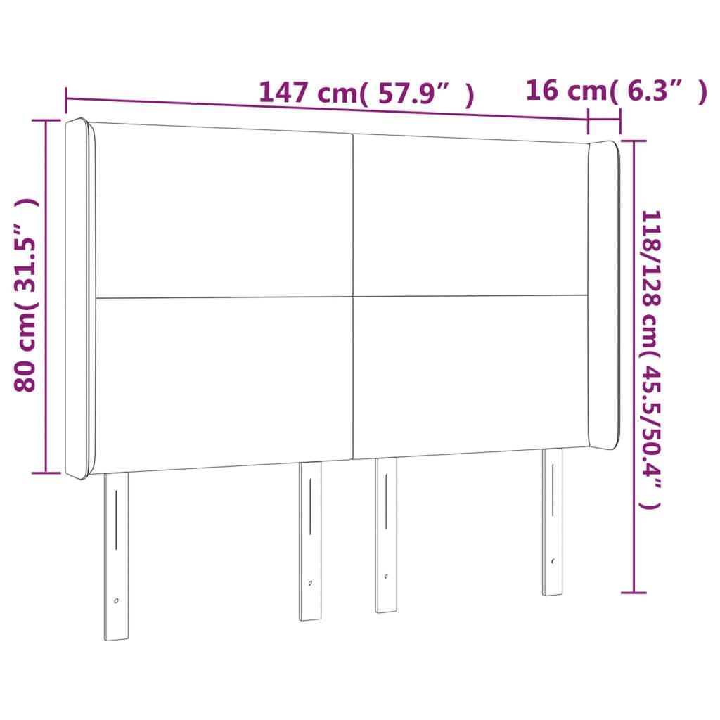 Kopfteil mit Ohren Creme 147x16x118/128 cm Kunstleder