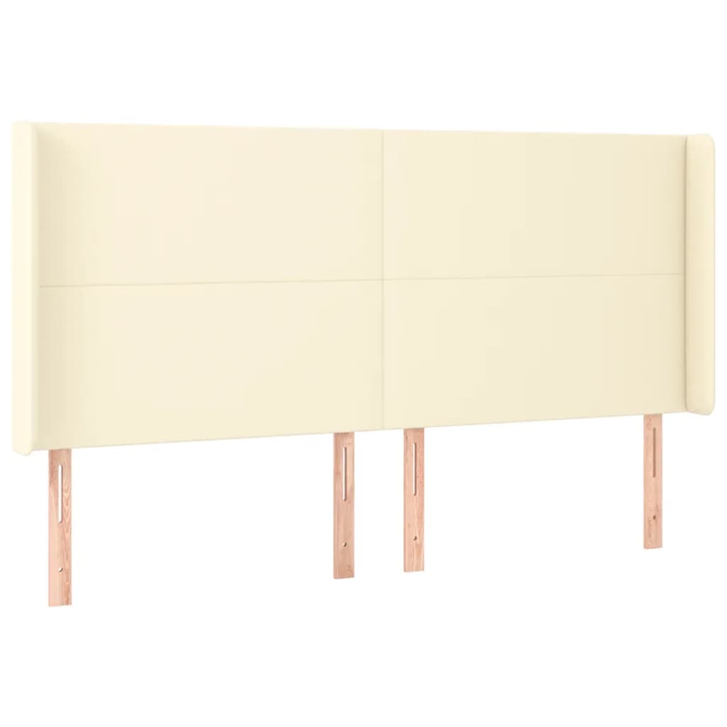 Kopfteil mit Ohren Creme 163x16x118/128 cm Kunstleder