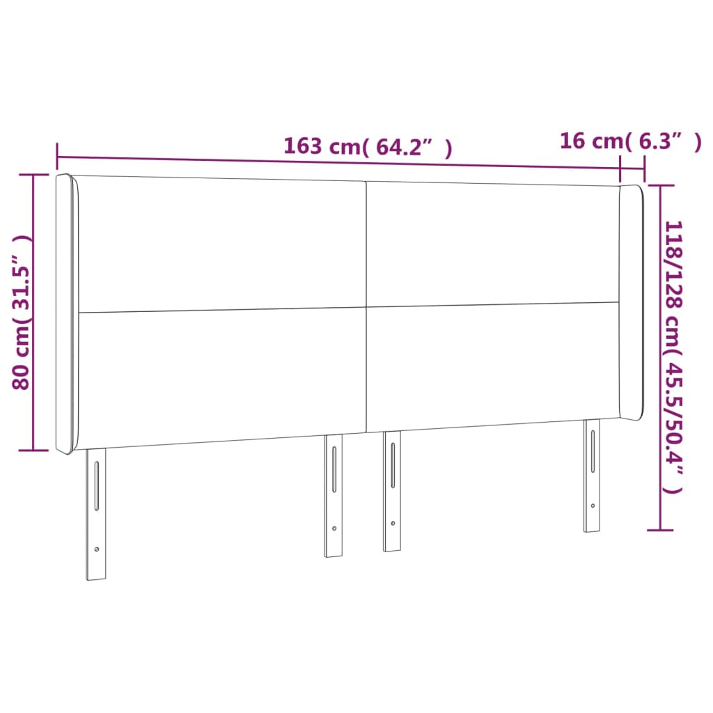 Kopfteil mit Ohren Creme 163x16x118/128 cm Kunstleder