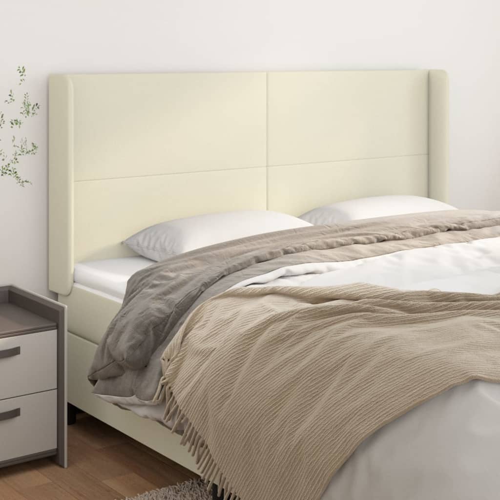 Kopfteil mit Ohren Creme 163x16x118/128 cm Kunstleder