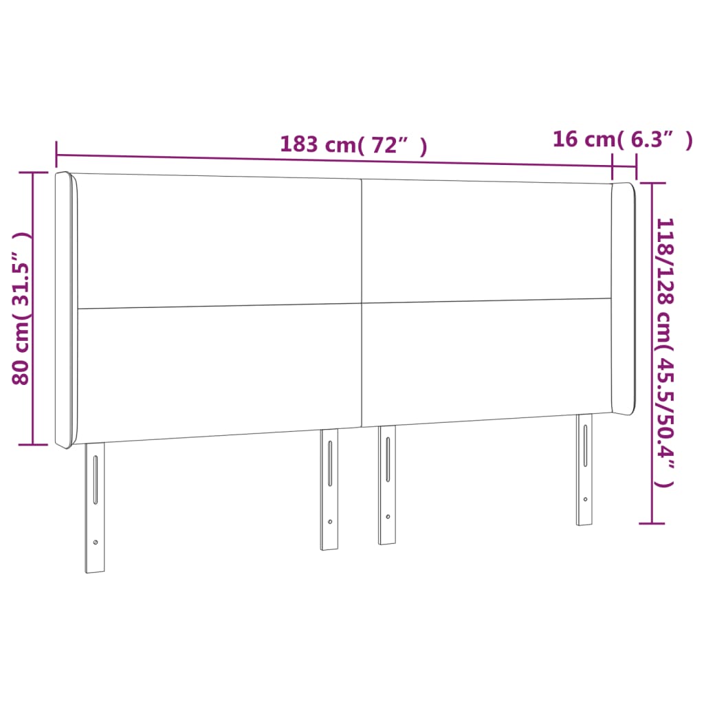 Kopfteil mit Ohren Creme 183x16x118/128 cm Kunstleder