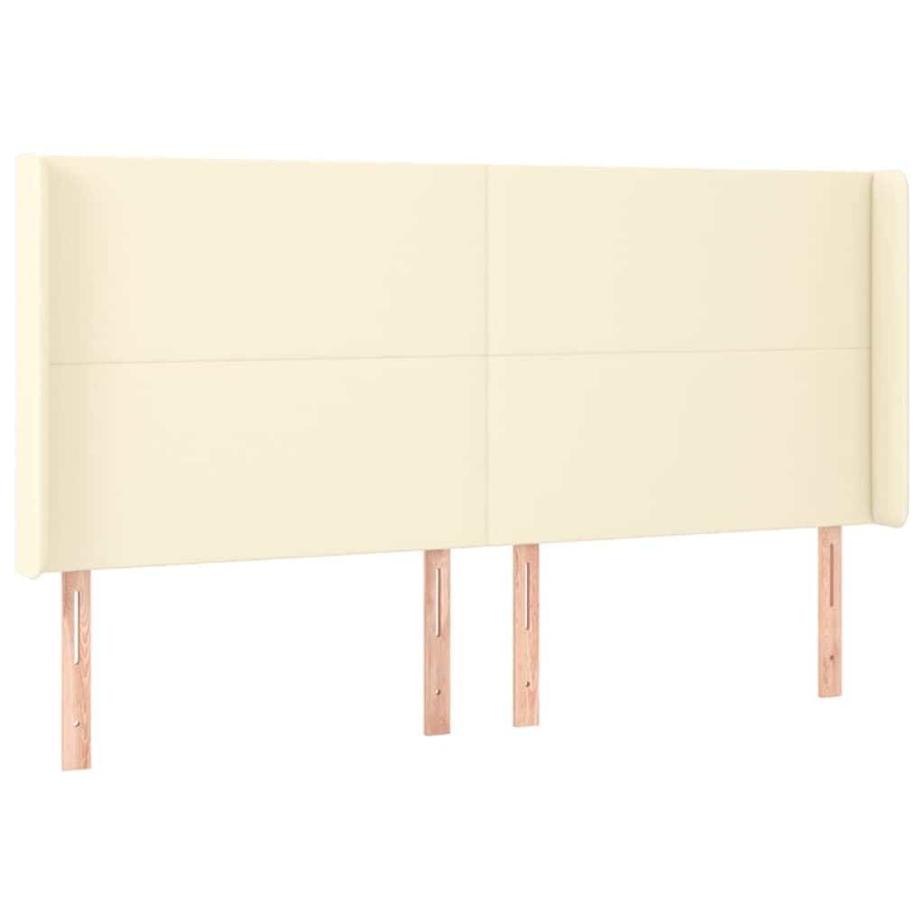 Kopfteil mit Ohren Creme 203x16x118/128 cm Kunstleder