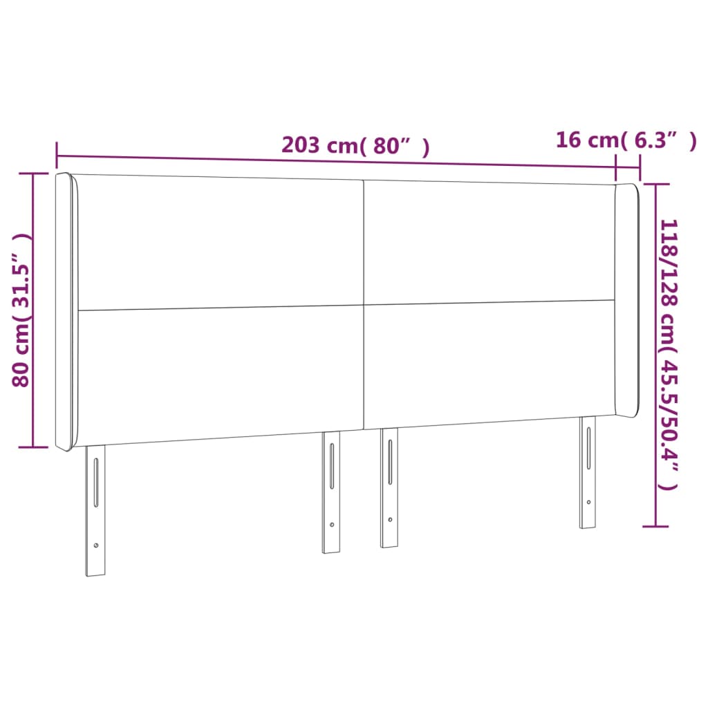 Kopfteil mit Ohren Creme 203x16x118/128 cm Kunstleder
