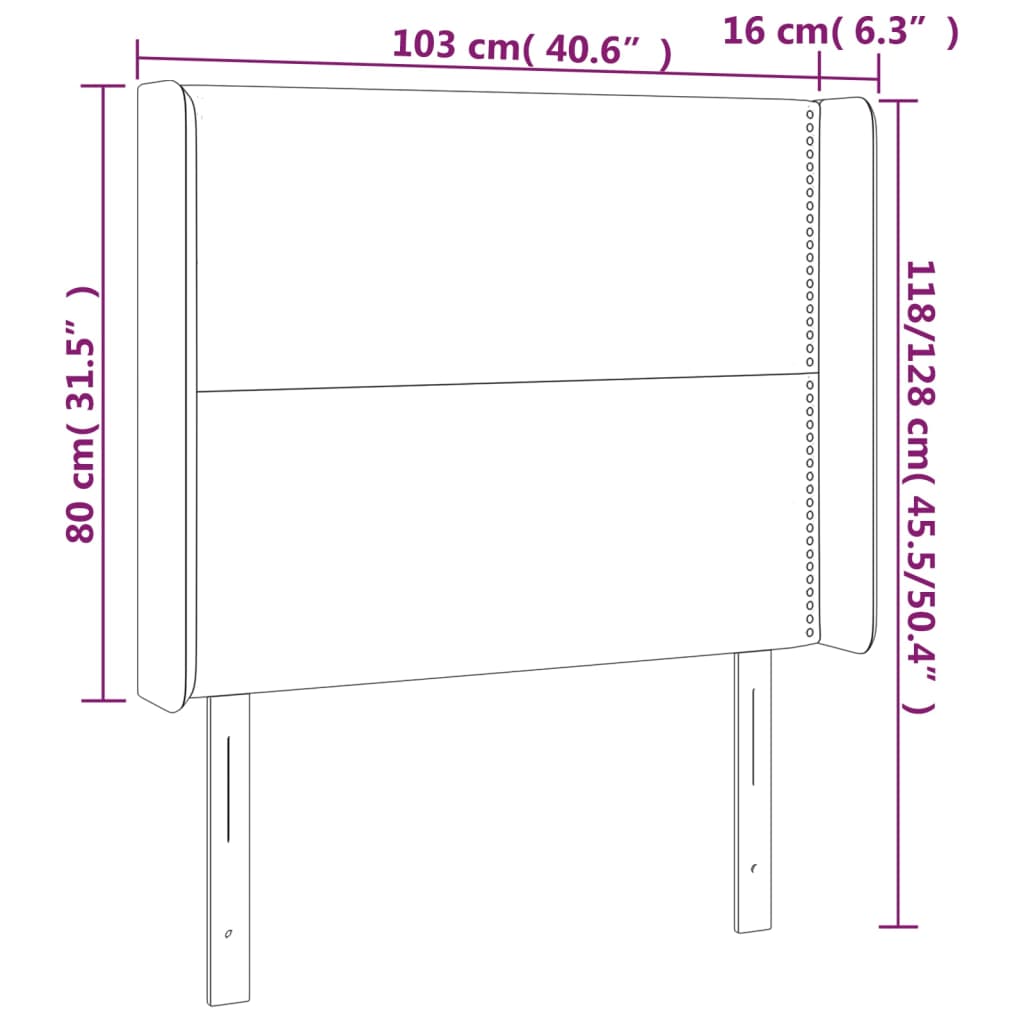 Kopfteil mit Ohren Creme 103x16x118/128 cm Stoff