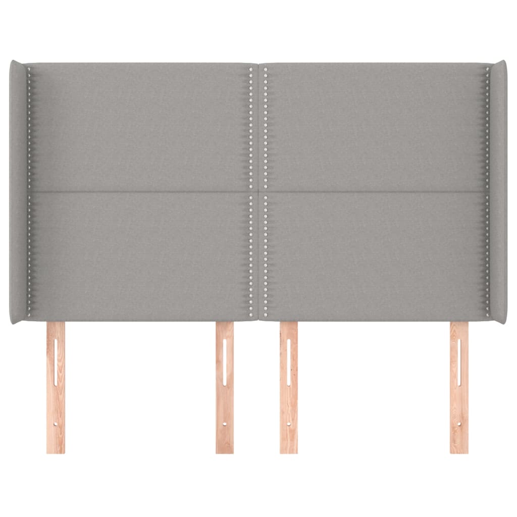 Kopfteil mit Ohren Hellgrau 147x16x118/128 cm Stoff