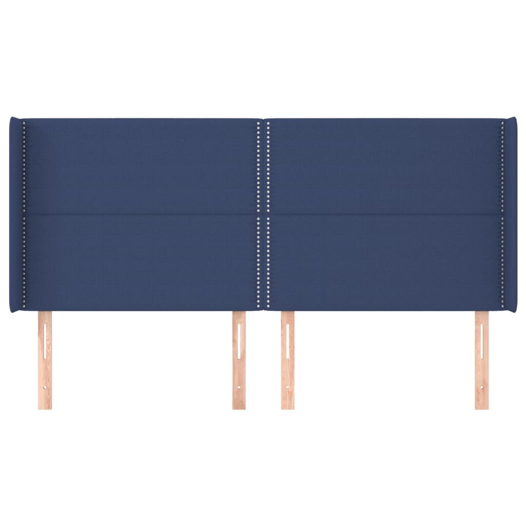 Kopfteil mit Ohren Blau 183x16x118/128 cm Stoff