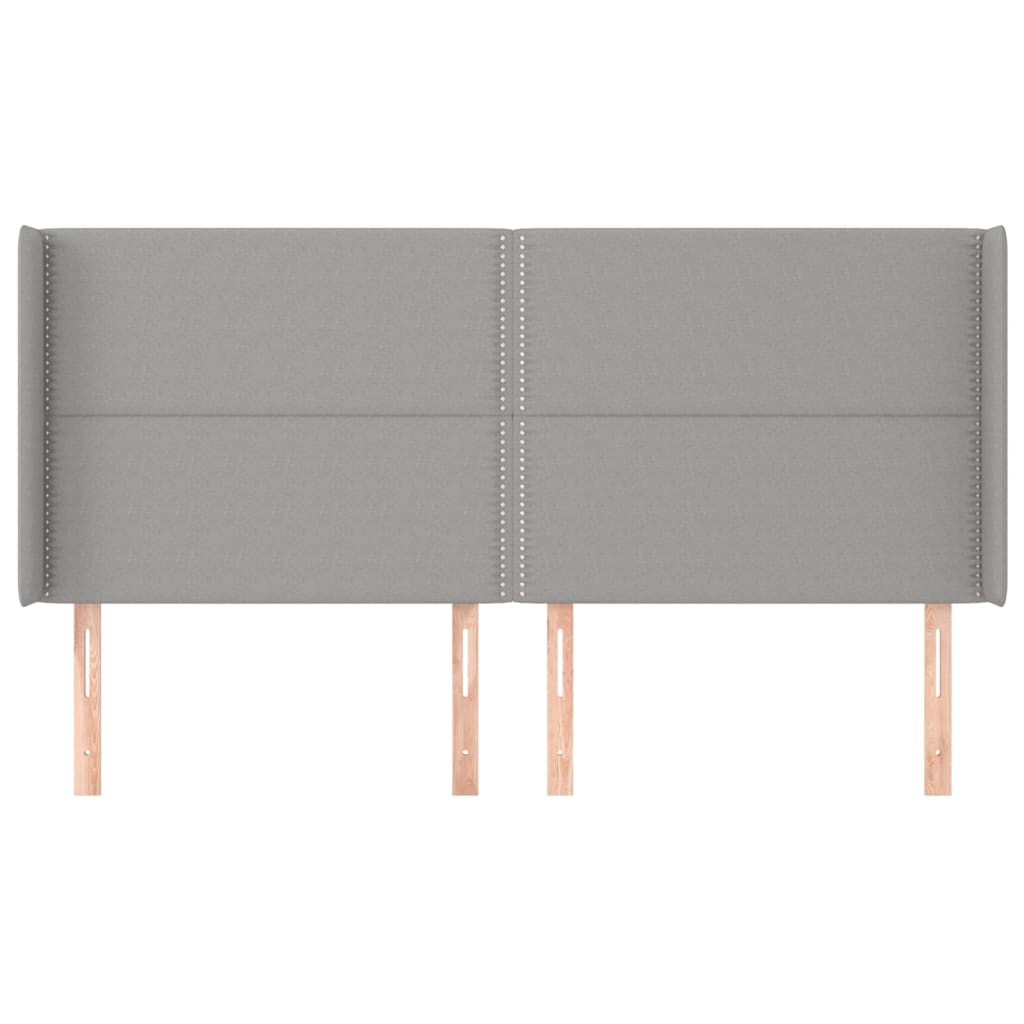 Kopfteil mit Ohren Hellgrau 203x16x118/128 cm Stoff