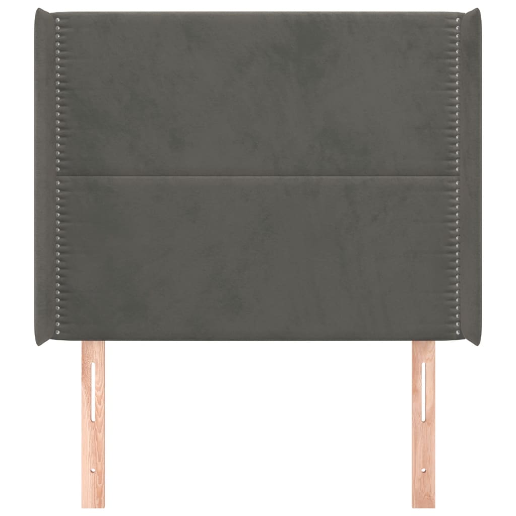 Kopfteil mit Ohren Dunkelgrau 83x16x118/128 cm Samt