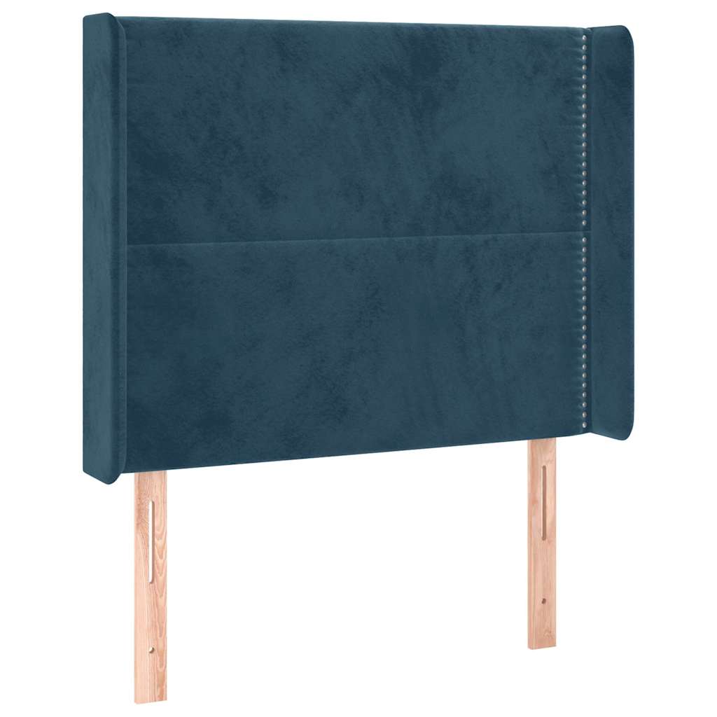 Kopfteil mit Ohren Dunkelblau 83x16x118/128 cm Samt