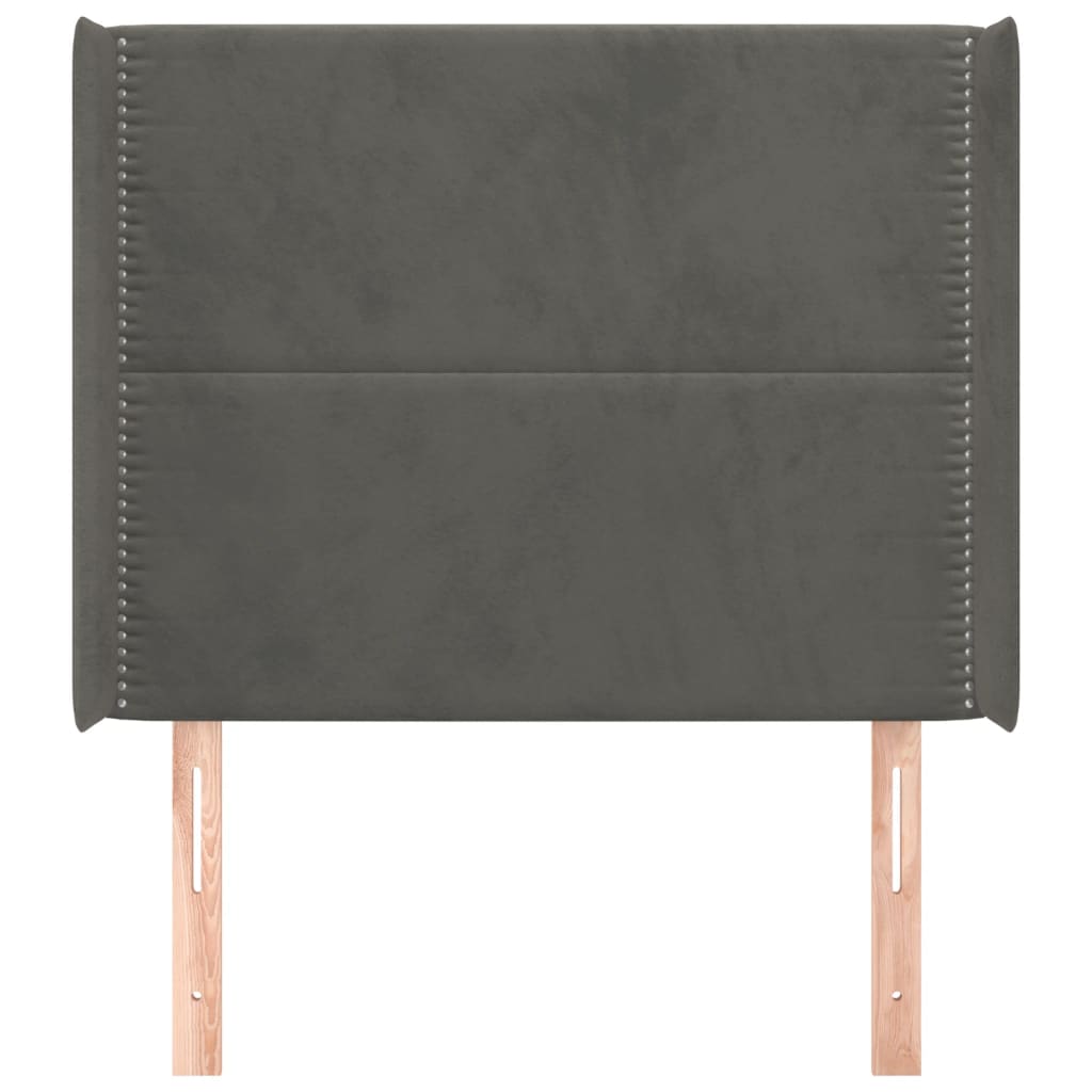 Kopfteil mit Ohren Dunkelgrau 93x16x118/128 cm Samt