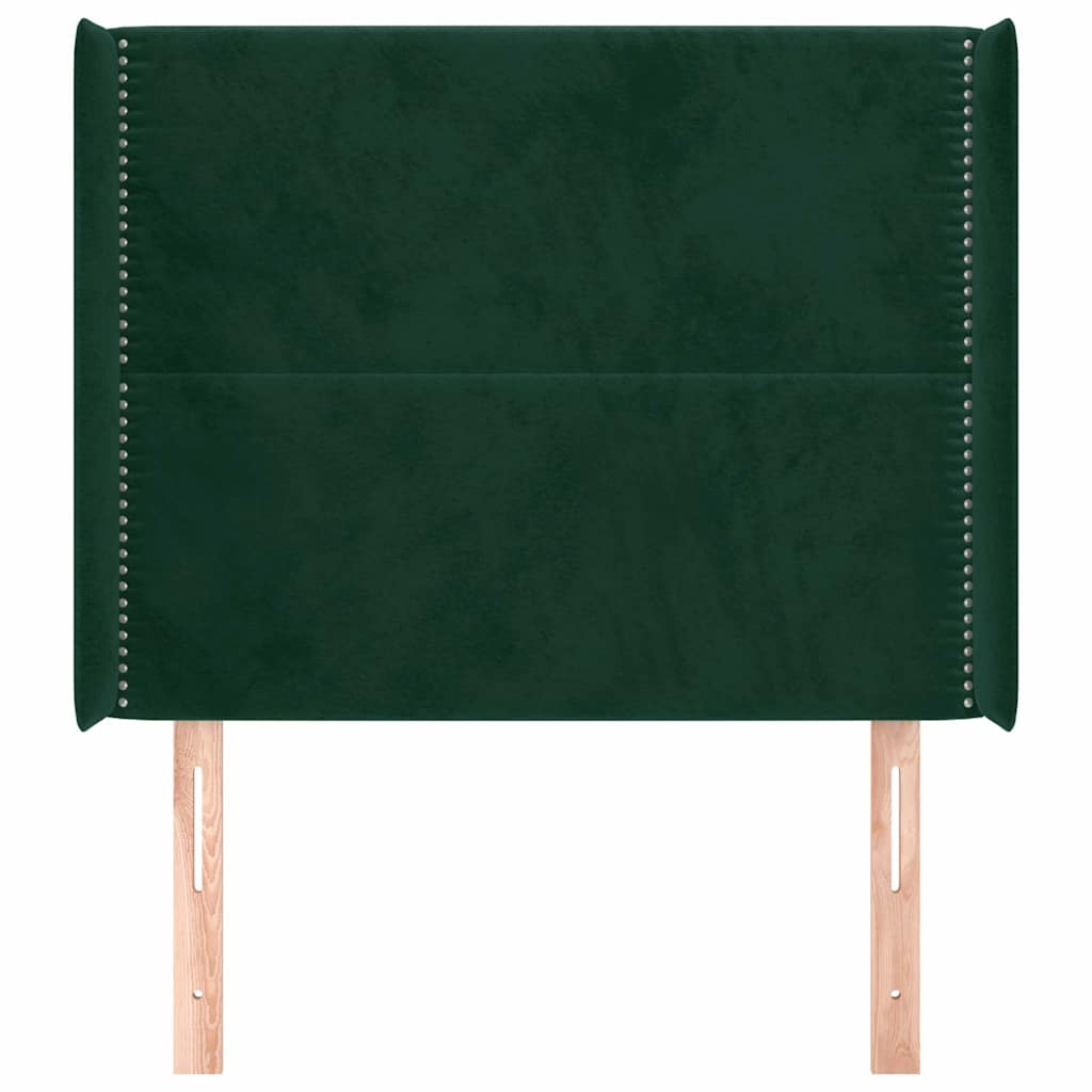 Kopfteil mit Ohren Dunkelgrün 93x16x118/128 cm Samt