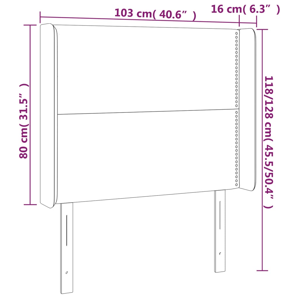 Kopfteil mit Ohren Dunkelgrau 103x16x118/128 cm Samt