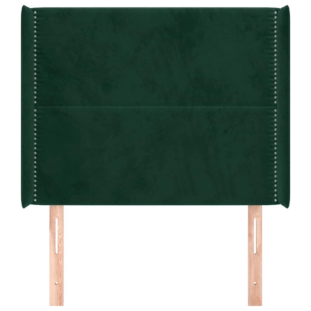 Kopfteil mit Ohren Dunkelgrün 103x16x118/128 cm Samt