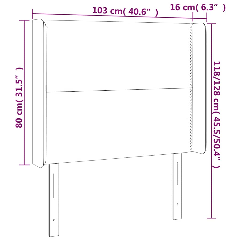 Kopfteil mit Ohren Dunkelblau 103x16x118/128 cm Samt