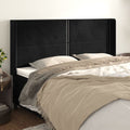 Kopfteil mit Ohren Schwarz 163x16x118/128 cm Samt