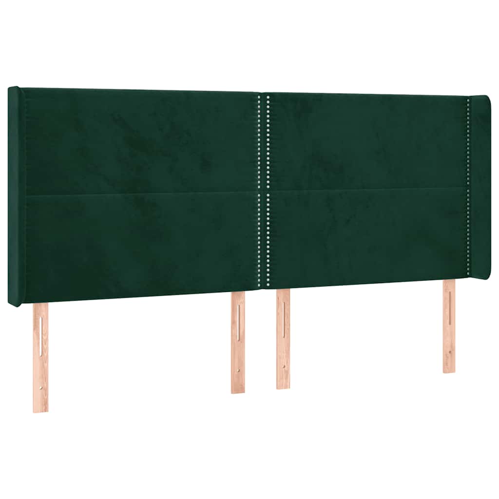 Kopfteil mit Ohren Dunkelgrün 183x16x118/128 cm Samt