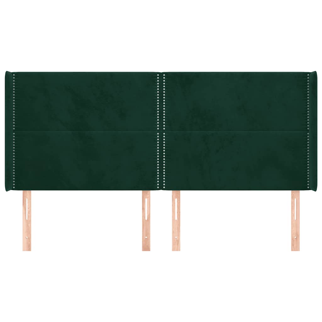 Kopfteil mit Ohren Dunkelgrün 183x16x118/128 cm Samt