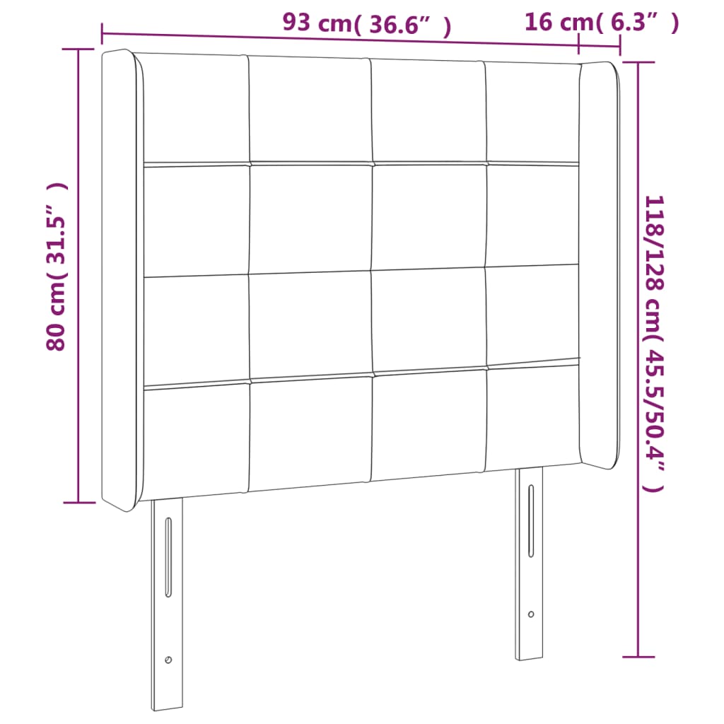 Kopfteil mit Ohren Dunkelbraun 93x16x118/128 cm Stoff