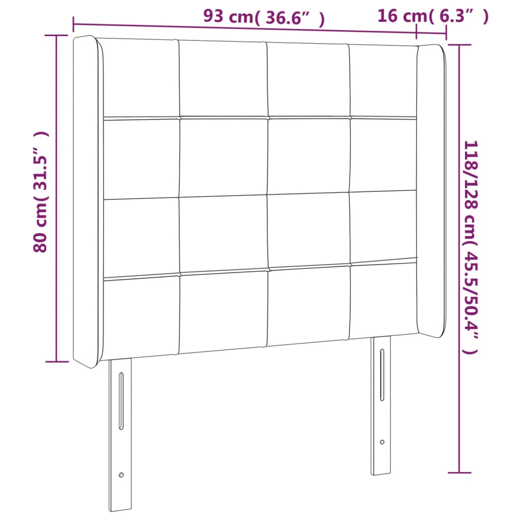Kopfteil mit Ohren Blau 93x16x118/128 cm Stoff