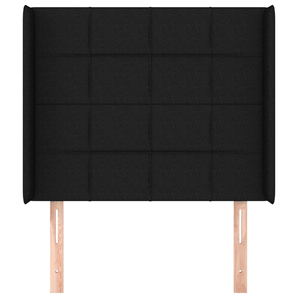 Kopfteil mit Ohren Schwarz 103x16x118/128 cm Stoff